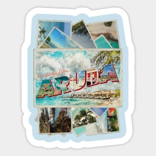 Greetings from Aruba Vintage style retro souvenir Sticker